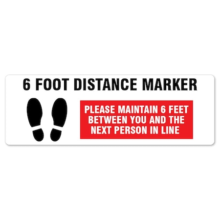 Signmission 6 Foot Distance Marker Non-Slip Floor Graphic, 6PK, 16 in L, 16 in H, FD-R-16-6PK-99984 FD-R-16-6PK-99984